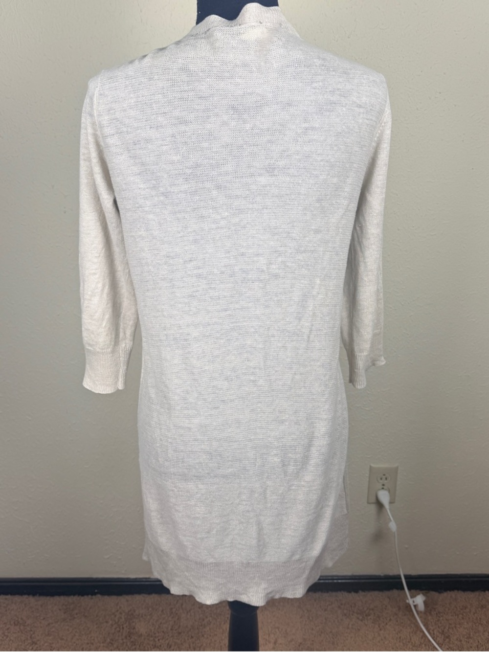 Eileen Fisher Women’s XS Tan Open-Front 100% Linen Slouchy Cardigan Pockets - Picture 13 of 14